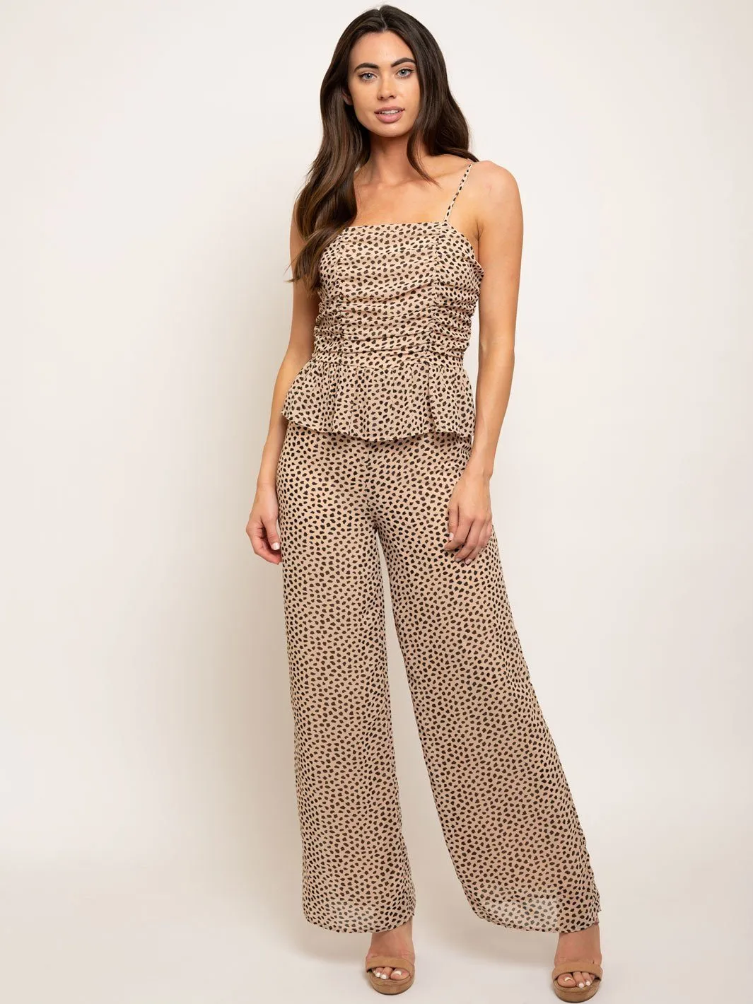 WOMEN'S ANIMAL PRINT FRONT DETAIL JUMPSUIT
