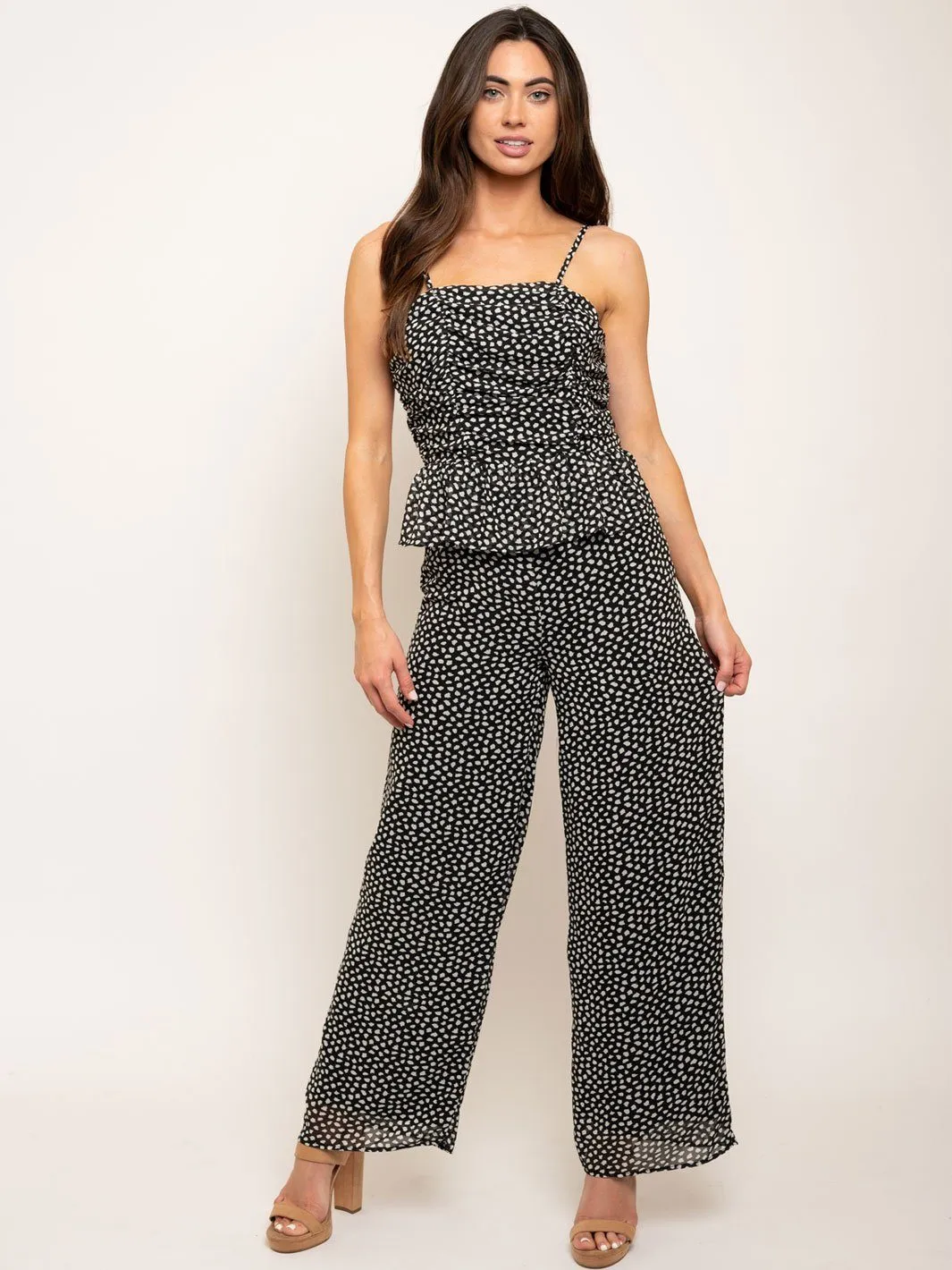 WOMEN'S ANIMAL PRINT FRONT DETAIL JUMPSUIT