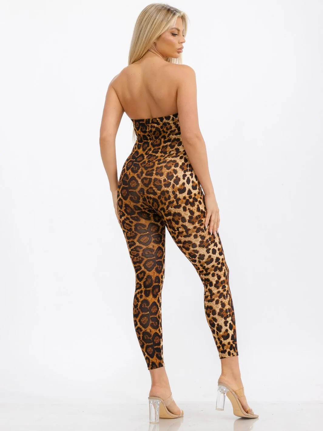 WOMEN'S SLEEVELESS ANIMAL PRINT PRINT JUMPSUIT