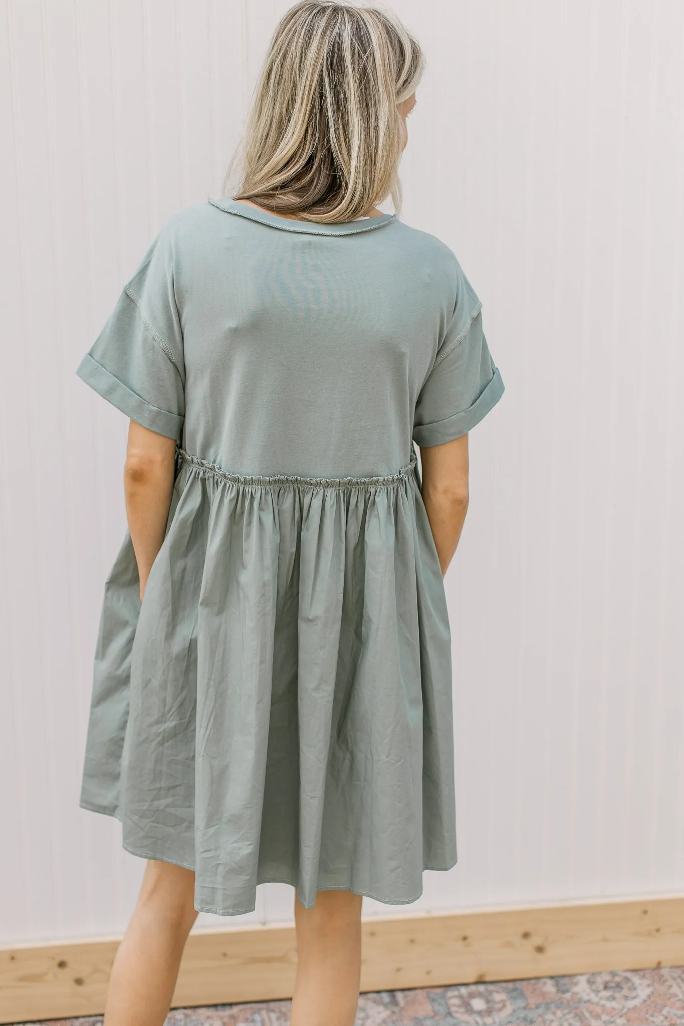 XZ Sage Contrast T Shirt Dress