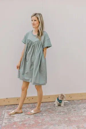 XZ Sage Contrast T Shirt Dress