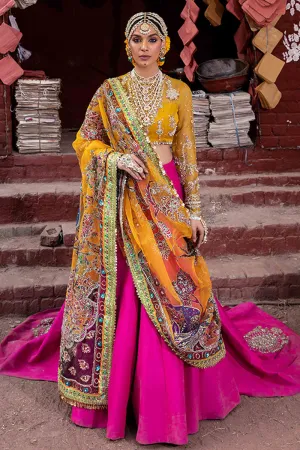 Yellow Pink Gharara Choli for Pakistani Mehndi Wear