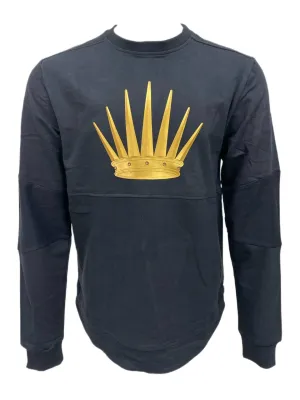 YRN Men's Black Cotton Crown Patch Sweatshirt NWT